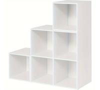 TEMU Estantería Blanca, Puede Libros y Juguetes, Librero con 6 Compartimentos, Armario para y Dormitorio, Componente de Habitación de Material de Madera, Estantería de Cubos, Estantería en Capas