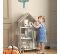 TEMU Estantería de almacenamiento con forma de casa ZONEKIZ para juguetes y libros de niños - Estantería de 3 niveles - Madera - 65 x 25 x 108.5 cm -