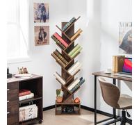 TEMU Estantería de Árbol de 10 Estantes con Cajón, Estante de Pie de Árbol para CDs, Películas y Libros, Dormitorio, Oficina 38 x 21,5 x 149,5 cm marrón