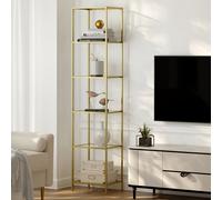 TEMU Estantería de Baño Resistente con 6 Niveles - Estructura de Acero y Vidrio Templado, Fácil Montaje, Diseño Vertical Ahorrador de para Baño, Cocina o Oficina - Organizador de Piso Antihumedad