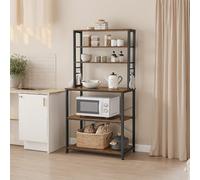 TEMU Estantería de Panadería, Bar de Café para Cocina, 6 Estantes y 6 Ganchos, de Acero, Estilo Industrial