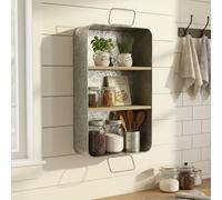 TEMU Estantería de Pared Metálica Galvanizada Vintage de 3 Niveles - Decoración Rústica para Baño, Lavandería o Sala, Ideal para Exponer Plantas, Velas y Jarrones, Estantes Flotantes