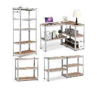 TEMU Estantería Metálica Almacenaje de Acero Galvanizado + 5 Baldas MDF, 180 x 90 x 40cm, Modular, Baldas Ajustables, trastero, Garaje