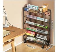 TEMU Estantería Metálica de /Six Capas | Carro de Documentos Duradero de Piso con Ruedas, Diseño Multifuncional Inclinable para Fácil Almacenamiento, Adecuado para Hogar, Oficina, - Negro