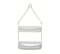 TEMU Estantería Multifuncional de 2 Niveles para Baño - Organizador con Diseño Antiderrapante, Estante Plástico para Artículos de Baño, Porta Afeitadoras y Toallas, Colgador para Productos de Ducha