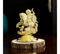 TEMU Estatua de Mitología Ortodoxa Chapada en Oro - San Jorge Matabiendo a la Serpiente, Decoración Religiosa de Mesa con de Regalo para el Hogar y el Coche