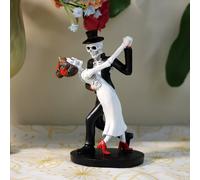 TEMU Estatua de Pareja de Esqueletos Bailarines de 4.7" - Decoración de Halloween para el Hogar, Figura de Novio y Novia de Resina para Exhibición Interior/Exterior