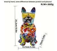 TEMU Estatua de perro con estilo hip-hop y gafas de moda - Escultura de resina colorida para decoración de , oficina o dormitorio, ideal para Halloween o estilos modernos.