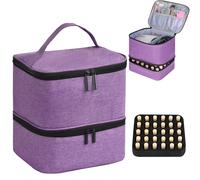 TEMU Estuche de Almacenamiento para Esmaltes, Estilo Acolchado , Organizador Portátil y Ajustable para Kit de Uñas, Set de Viaje Manual con Capacidad para 30 Botellas de Esmalte y 1 Lámpara. (Solo )