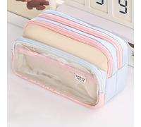 TEMU Estuche de Lápices Multifunción de Tamaño Extra Grande - Transparente, Almacenamiento Espacioso para Bolígrafos, Marcadores y Cosméticos, Organizador de Escritorio Portátil