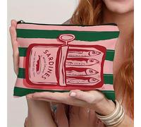 TEMU Estuche de Maquillaje Diseño - Organizador Cosmético Plegable y para Viajes, Bolsa de con Cremallera Beige, Regalo para Mujeres y Profesores, Estampado , Material Duradero, Estilo Casual