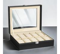 TEMU Estuche de Relojes de Cuero Sintético Premium, Unisex para 10 Relojes con 10 Cojines Pequeños - Regalo para o Novio