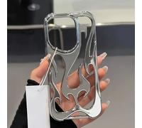 TEMU Estuche de Teléfono Móvil con Llama Hueca y Estilo para iPhone 15 14 11 Pro , Cool para y Chicas, Electroplateada Plateada, Regalo