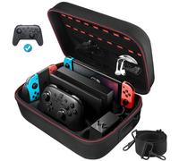 TEMU Estuche de Transporte para Nintendo Switch/Switch OLED - Carcasa de EVA Duradera con Forro , Capacidad para 18 Juegos y Accesorios del Controlador Pro, Protección Portátil para Viajes, Negro