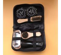 TEMU Estuche de Viaje 7 en 1 Negro y con Cepillos para Pulir Zapatos y Kit de Limpieza