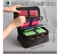 TEMU Estuche Organizador de Lápices Portátil Marie, Gran Capacidad 48/72/120 Ranuras, Bolsa con Cremallera en Tela Negra para Adultos, Pintores y Más - Ideal para , Viajes y Más