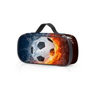 TEMU Estuche para lápices con estampado de fútbol colorido, disponible en , de lápices de diseño de cara, billetera de almacenamiento grande para tarjetas.