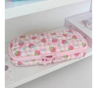 TEMU Estuche para Lápices con Forma de Fresa Adorable - Porta Lápices de Oficina, Gran Capacidad, Estuche de Papelería Portátil