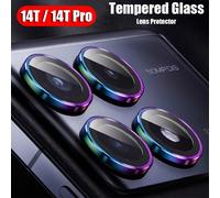 TEMU Estuche Protector de Lente de Vidrio Templado Colorido de 4 piezas para Xiaomi 14T/ 14T Pro 5G, Cubierta de Cámara con Anillo Metálico del para 14TPro