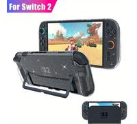 TEMU Estuche Rígido para Nintendo Switch 2 con Cubierta de PC Transparente y Protector de Pantalla de Vidrio Templado - Dockable con Ranuras, Diseño Antiarañazos para Consola NS2 y Mandos