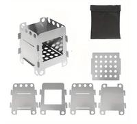 TEMU Estufa de Portátil de Acero Inoxidable para Quemar Madera - Estufa de Plegable y Resistente con Chimenea y , Compatible con /Leña, Senderismo, Camping, , Uso en el Jardín - No Encendedor