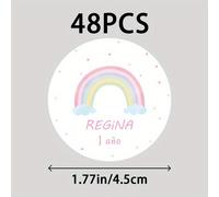 TEMU Etiquetas Personalizadas de 48/96 , Pegatinas de en Español, Etiquetas Editables "1 Año", Temáticas para Bautismo y Más