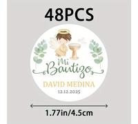 TEMU Etiquetas Redondas Personalizadas "Mi Bautizo" 48/96pcs, Etiquetas Editables en Español, Pegatinas para de Bautismo, Adhesivos para Regalos
