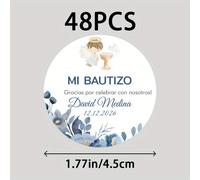 TEMU Etiquetas Redondas Personalizadas "Mi Bautizo" 48/96pcs, Etiquetas Editables en Español, Pegatinas para de Bautismo, Adhesivos para Regalos