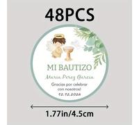 TEMU Etiquetas Redondas Personalizadas "Mi Bautizo" en Español de 48/96pcs, Etiquetas Redondas Editables, Pegatinas para Fiesta de Bautismo, Etiquetas para Regalos