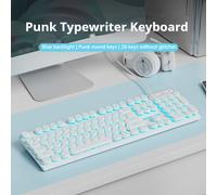 TEMU EWEADN Teclado de Juego Tipo Máquina de Escribir 104 Teclas con Cable, Tapas Redondas Punk, Retroiluminado, USB, Teclado Externo para Juegos y Oficina, Compatible con Windows, Laptop y PC,