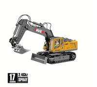 TEMU Excavadora de Juguete con Control Remoto 17CH, con Metálico/Luces, Bulldozer RC 2.4Ghz, Vehículos de Construcción Acrobáticos, Adecuado para Regalos de Navidad y Halloween