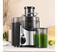 TEMU Exprimidor de Verduras y Frutas, Máx. 800W, Máquina de Acero Inoxidable Niveles de Velocidad, de Alimentación de 65mm, Exprimidor Centrífugo, Fácil de Limpiar, 400W