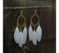 TEMU Exquisitos aretes vintage de metal, adornados con plumas artificiales ligeras a las aros, que exhiben una belleza elegante y dinámica, sin batería.