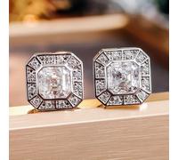 TEMU Exquisitos y minimalistas aretes cuadrados de circonita para mujer, perfectos para , fiestas y joyería de como regalo de aniversario para tu ser