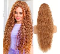 TEMU Extensión de coleta con cordón de 26 pulgadas, postizo largo y ondulado de material sintético para uso diario por mujeres