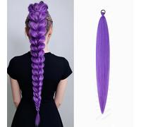 TEMU Extensión de coleta trenzada con elástico - Cabello para trenzar pre-estirado, extensiones rectas y elegantes para envolver, para mujer, duradero y fácil de usar, para cabello largo,