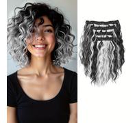 TEMU Extensiones de cabello clip-in para mujeres - ondulada sintética resistente al con clip seguro, natural para uso diario, fiestas y vacaciones, volumen y dimensión, versátil, aplicación fácil