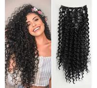 TEMU Extensiones de Cabello con Pinzas Color Marrón, Juego de 20 Clips y 7 Piezas, Extensión de 16 Pulgadas para Mujeres y Niñas, Pelucas Sintéticas Completa