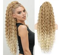 TEMU Extensiones de coleta de uña de 26 pulgadas con ombre y negro, con de agua, hechas de fibra sintética resistente al , perfectas para mujeres y niñas para fiestas o uso diario.