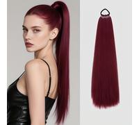 TEMU Extensiones de coleta sintética elásticas y resistentes al , postizo largo y liso para mujer, para el estilo , ideal para uso diario y como regalo para fiestas