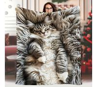 TEMU Extra Grande 60X80 Pulgadas - Un Gato Noruego de Bosque en Su Espalda, Ultra y Cómoda para Sofá, Uso en Exteriores - Lavable a Máquina Yrfz1118