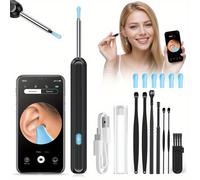 TEMU Extractor de cerumen con luz, limpiador de oídos con kit de 8 piezas para eliminar cerumen, herramienta limpiadora de oídos con 6 cucharillas, juego de limpieza de oídos, regalo para