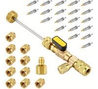 TEMU Extractor/Instalador de de Válvula de 32 piezas con Tamaño Dual SAE 1/4 y Puerto de 5/16, Herramientas de Reparación de Líneas de Aire Acondicionado para HVAC R32 R410A