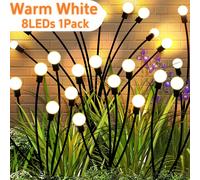 TEMU FACHOI Luces Solares para Jardín Luces Solares de Luciérnaga Luces Solares Decorativas para Exteriores 8 de Iluminación Oscilantes por Patio Jardín Césped 8/12 LEDS (MULTICOLOR CÁLIDO)