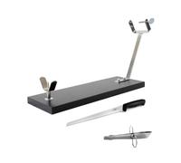 TEMU Fackelmann Set Jamonero XXL Negro, Madera de Resistente 48x30x17 cm, Base Estable para Grandes, Jamonero 23/ y Pinzas para Jamón Acero Inoxidable 11 cm