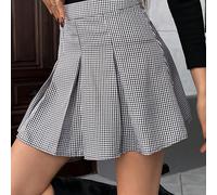 TEMU Falda acampanada con estampado a cuadros plisado; YY0717198, dirección: vertical