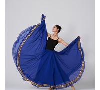 TEMU Falda de baile de gasa de capa con cinturones dorados dobles | Cintura , de drapeado, color sólido, detalles de para de baile