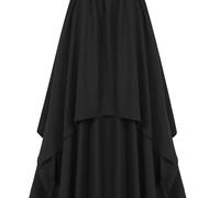 TEMU Falda de Baile Victoriana para Mujeres - Falda Larga Capa y Larga, Traje Medieval de Color Sólido para Fiestas Renacentistas, Representaciones Históricas, a - Vestido