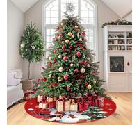 TEMU Falda para árbol de Navidad de felpa con diseño de un lindo Papá Noel y un , de poliéster polar, para decoraciones de árboles de Navidad de granja y decoración de fiestas navideñas