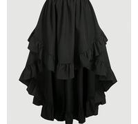 TEMU Falda vintage negra con volantes y dobladillo de encaje negro